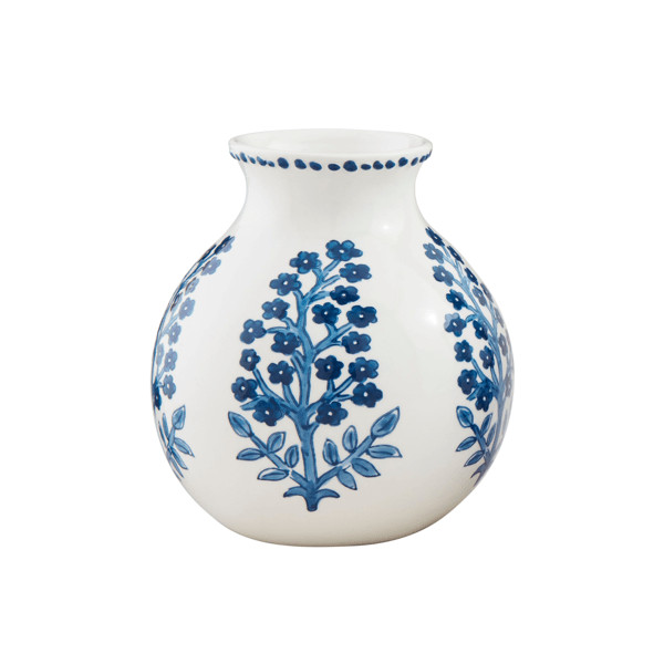 Large Blue Floral Print Vase | Mud Pie