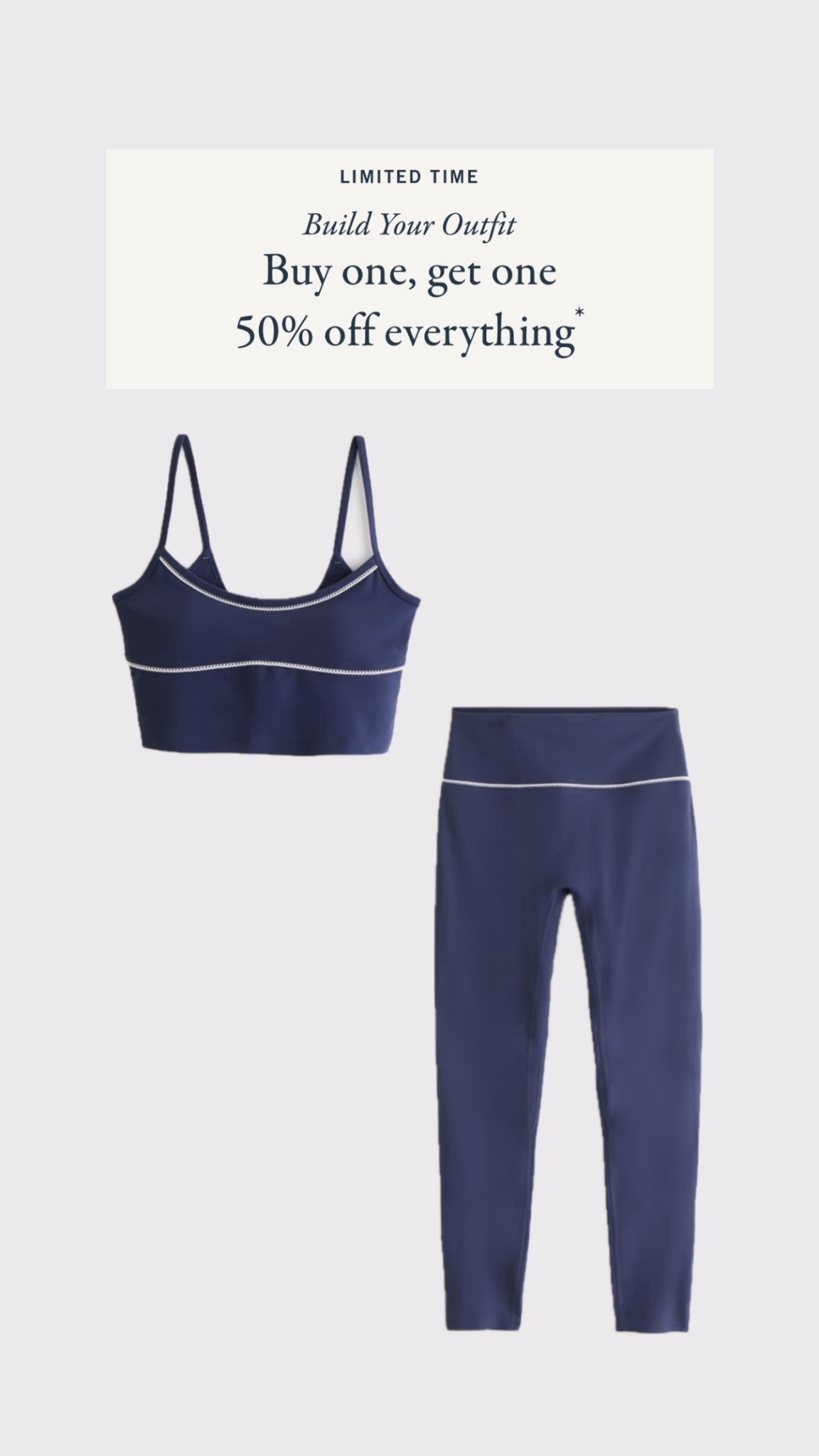 Shop Abercrombie sale!
Buy one get one for 50% off!


#LTKActive #LTKPetite #LTKSaleAlert