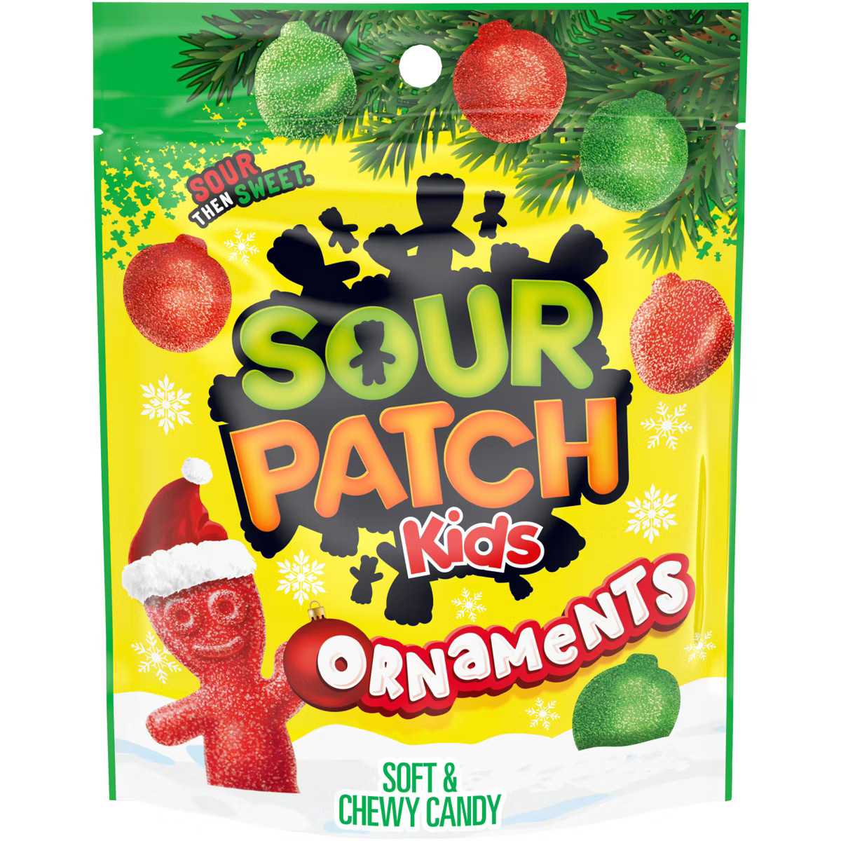 Sour Patch Kids Christmas Red & Green Gummy Ornaments Stand-Up Bag - 10oz | Target
