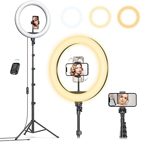 ?????? 13" Selfie Ring Light with Stand and Phone Holder, 63" Tripod for iPhone with Ring Light for  | Amazon (US)