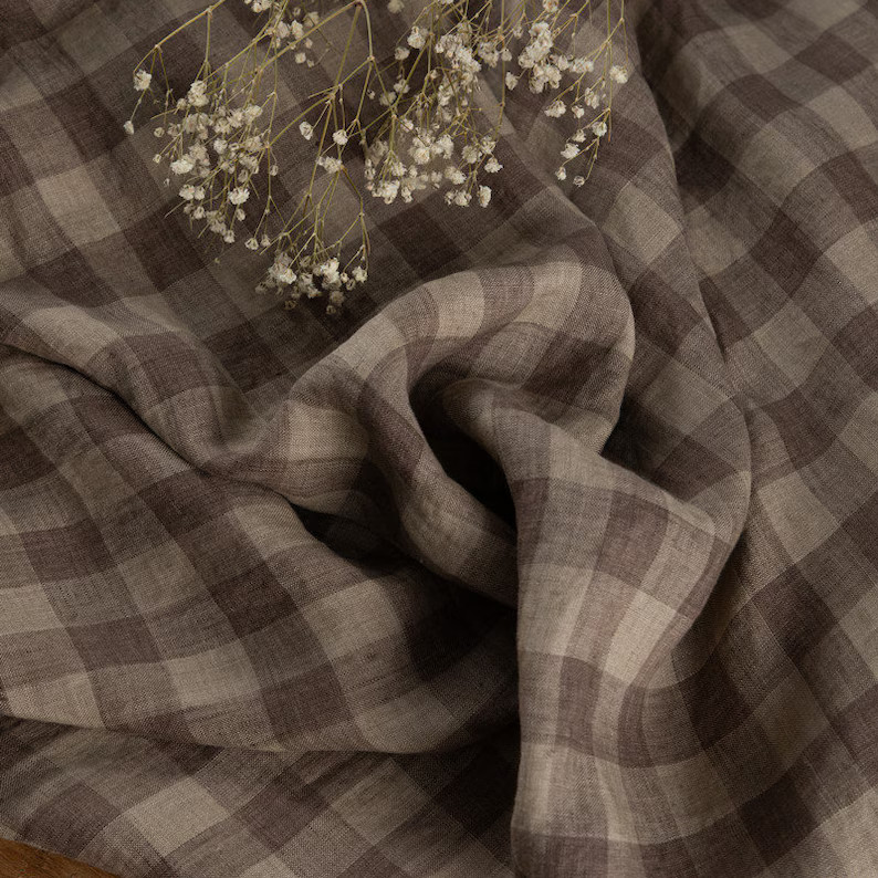 Yarn Dyed Plaid Checks Gingham Checkered Linen Fabric by the Yard - Etsy | Etsy (US)