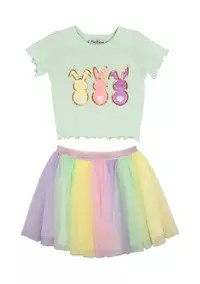 Girls 7-16 Ribbed Knit Bunny Top and Mesh Tutu Skirt Set | Belk