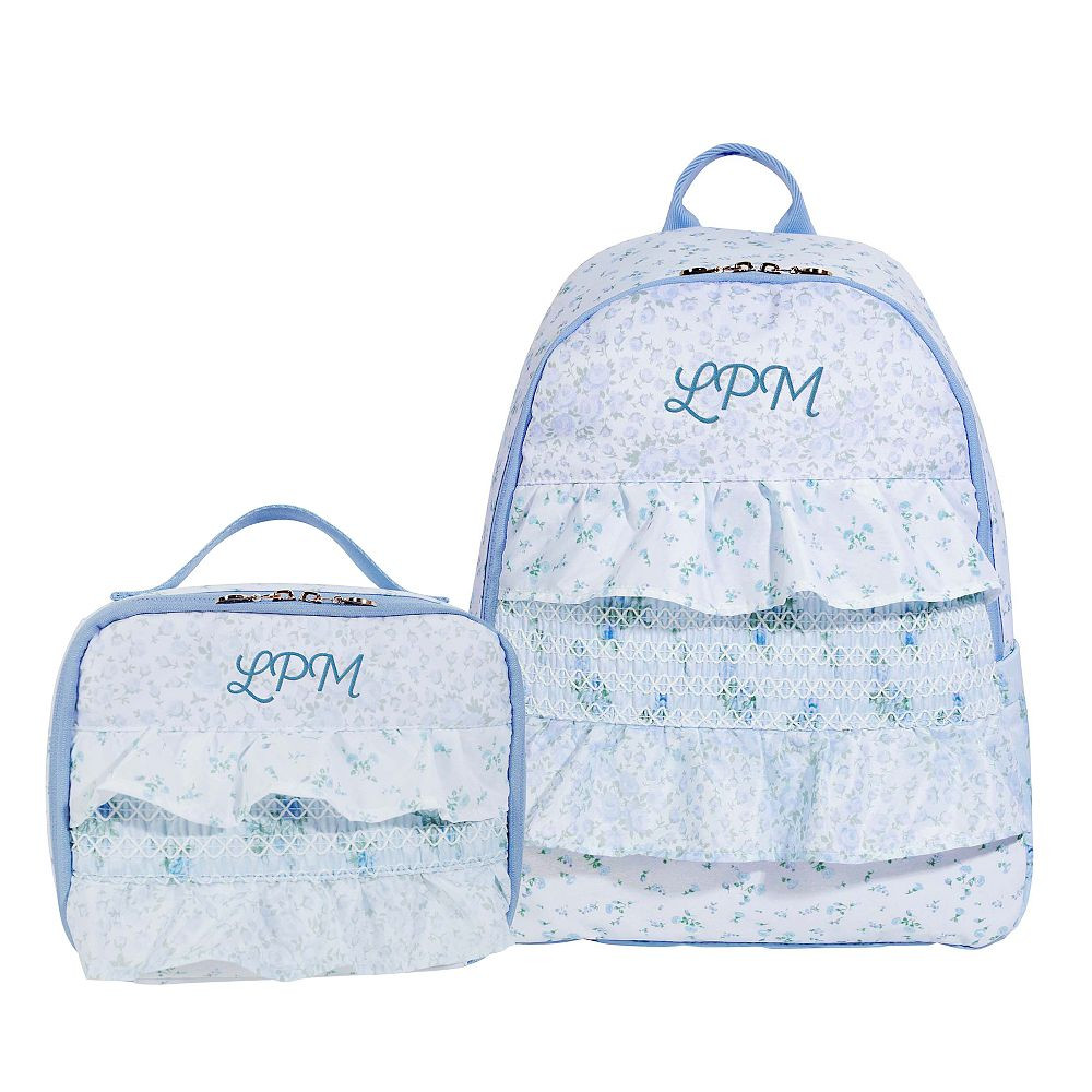 Colby LoveShackFancy Prairie Ditsy Ruffle Blue Backpack and Lunch Box Bundle, Set of 2 | Pottery Barn Teen