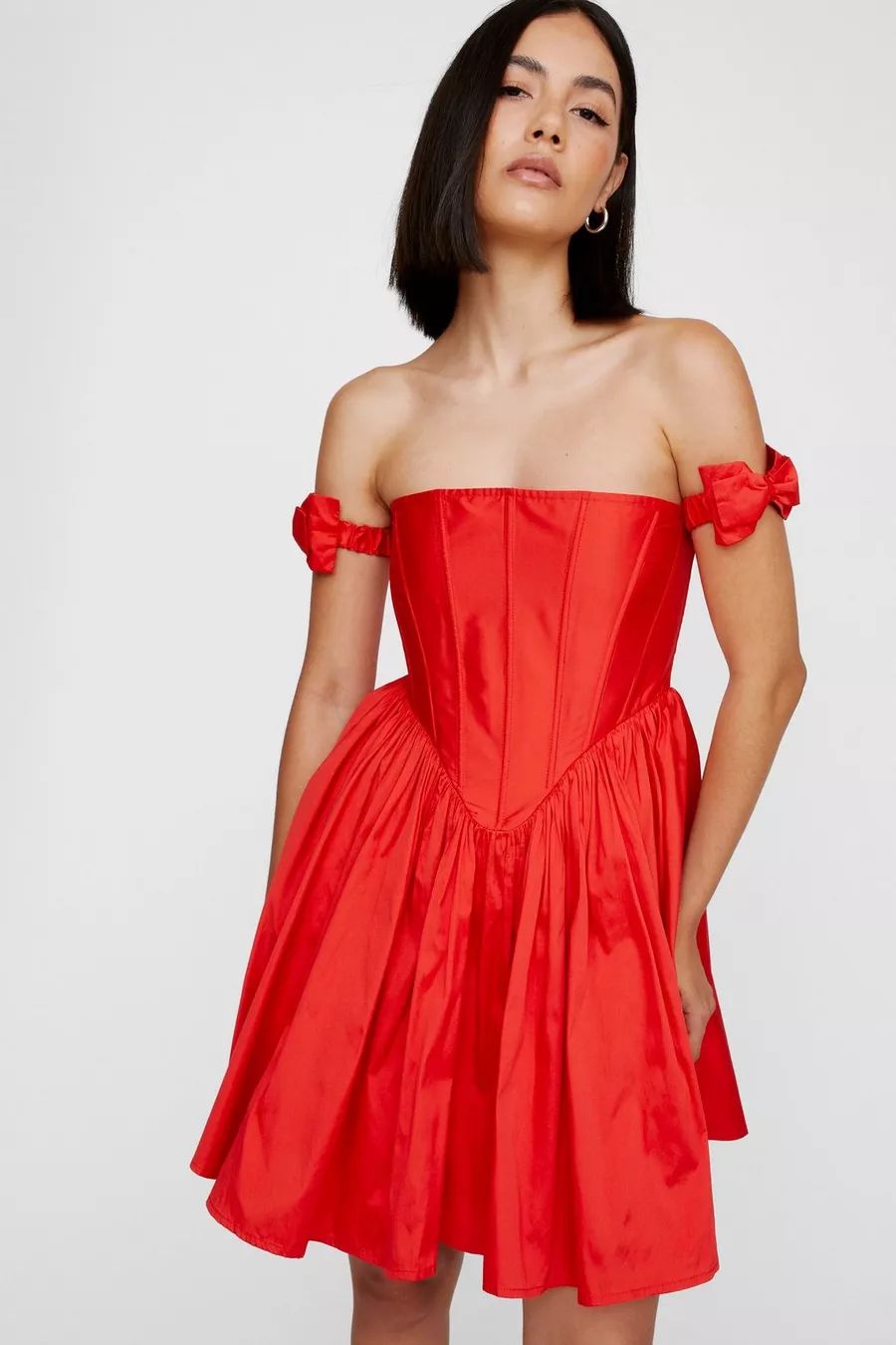 Bow Strap Corset Taffeta Mini Dress | Nasty Gal US