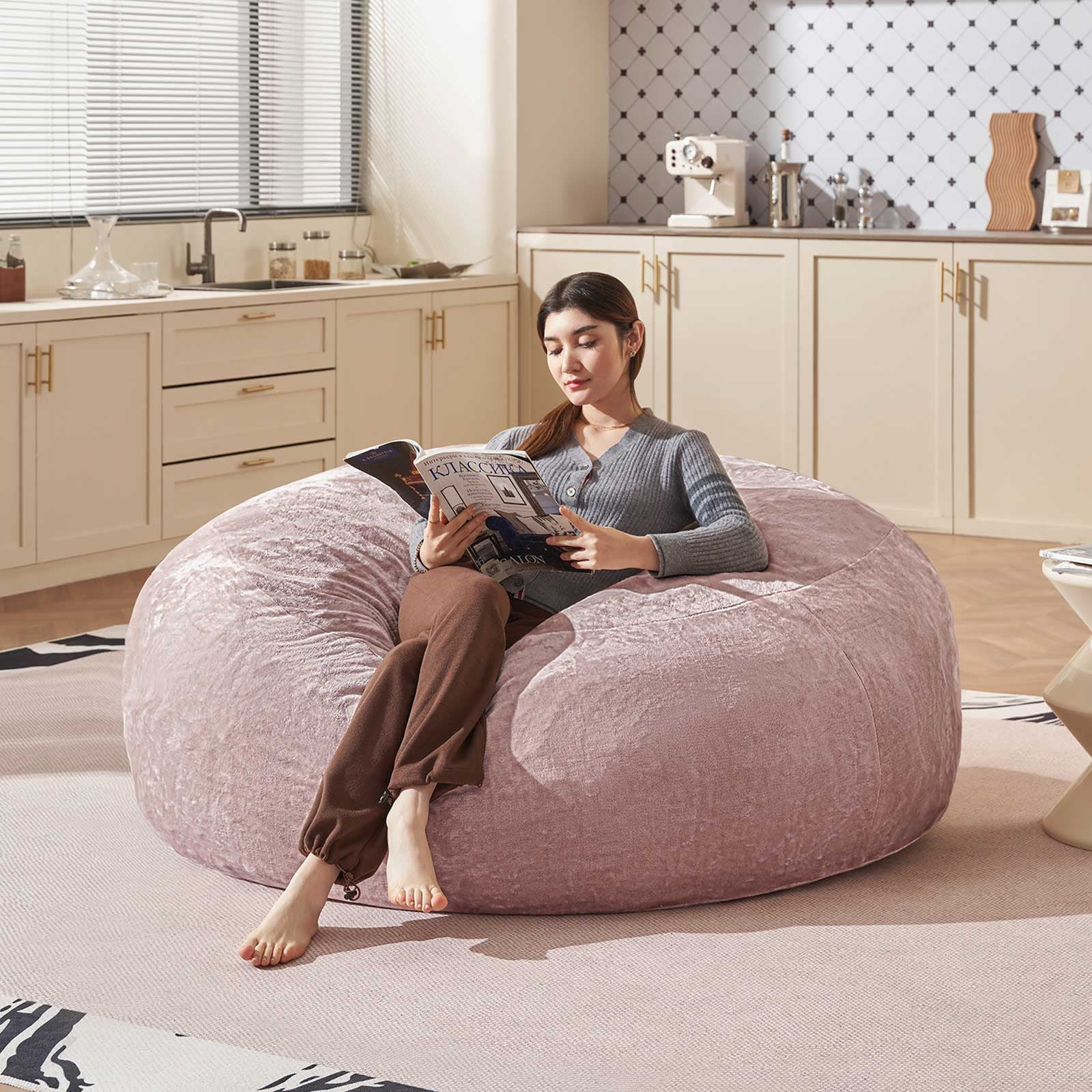 Bean Bag Chair 5FT,  Large Memory Foam Filled Chair for Adults and Teens, Soft Sofa with Removabl... | Walmart (US)