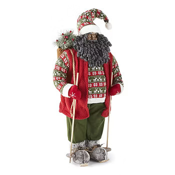 North Pole Trading Co. 36" African American Ski Handmade Santa Figurine | JCPenney