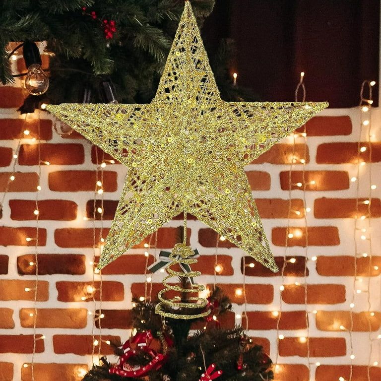 BEIJIA Christmas Tree Topper,8" Gold Christmas Tree Star Toppers for Christmas Decoration,Golden ... | Walmart (US)