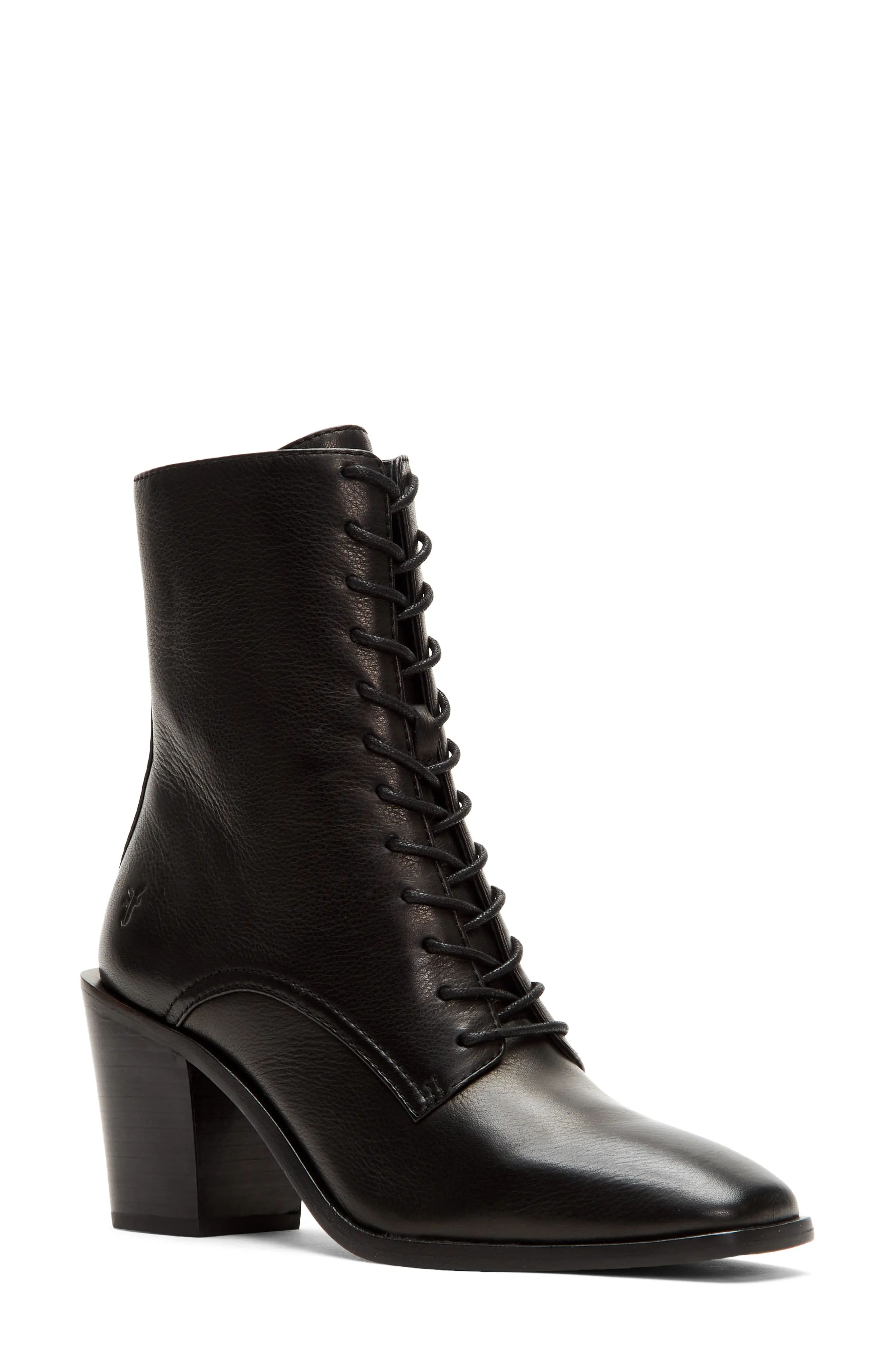 Women's Frye Georgia Lace Up Bootie, Size 6.5 M - Black | Nordstrom