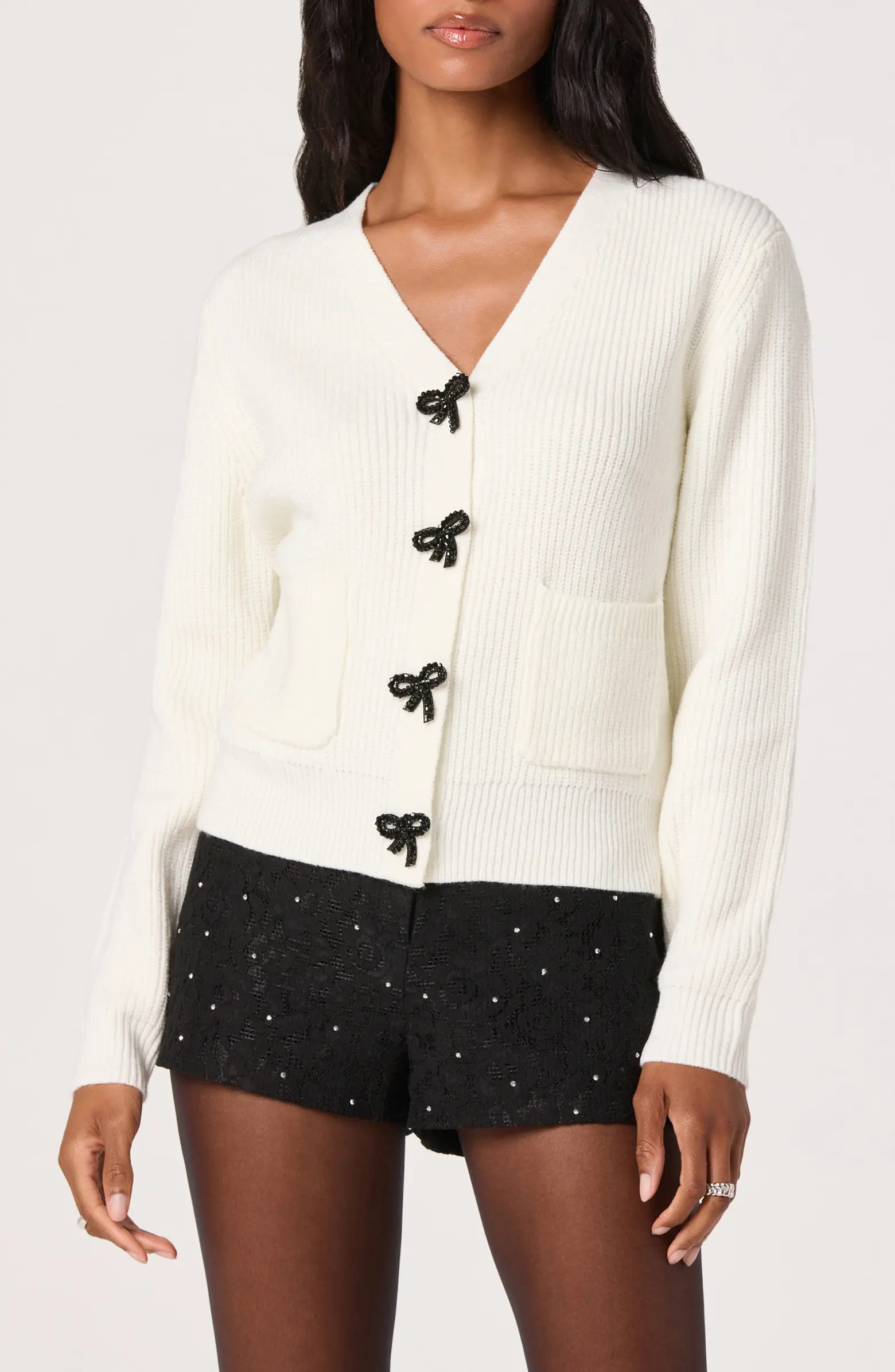Crystal Embellished Bow Detail Cardigan | Nordstrom