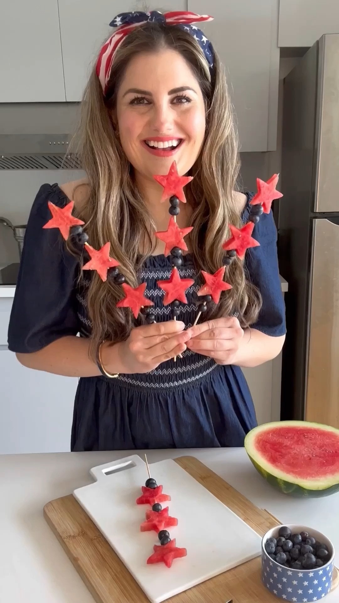 ONLY 2 ingredients. You only need watermelon and blueberries to make this easy 4th of July recipe!

To make these easy watermelon & blueberry sparkler dessert for the 4th of July, just cut watermelon into stars w/ a cookie cutter + thread it + blueberries on a fruit skewer!

You can also find the recipe in my cookbook, Celebrating Every Day! 

 #LTKmomlife #LTKfoodie #LTKSeasonal