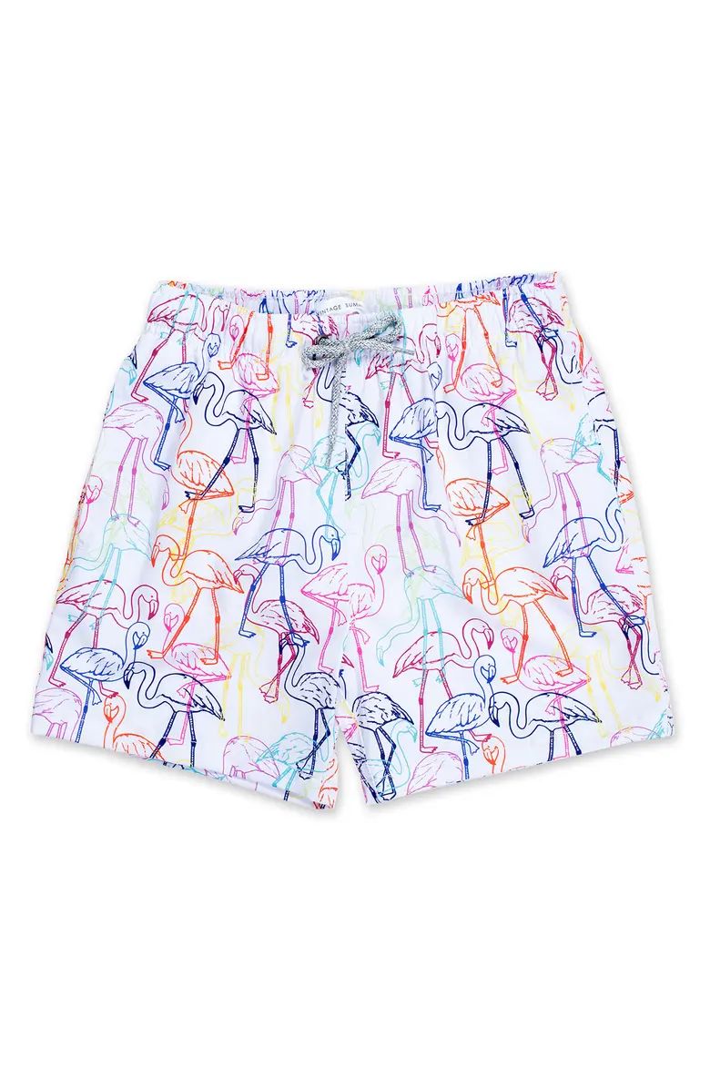 Vintage Summer Little Flamingo 4-Way Stretch Volley Swim Trunks | Nordstromrack | Nordstrom Rack