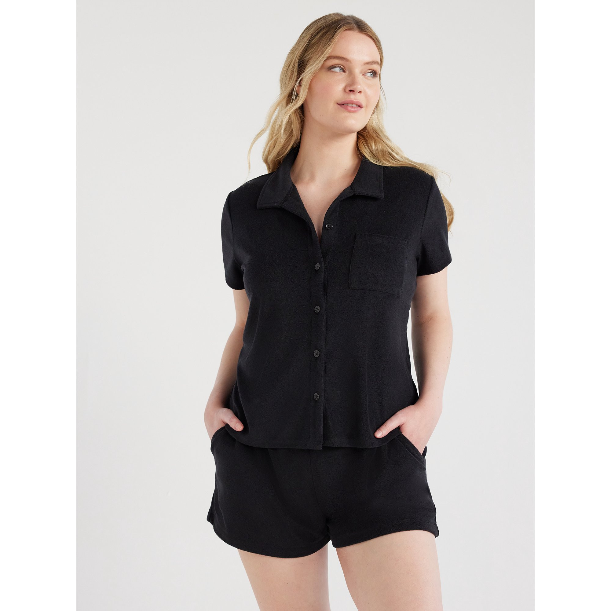 Time and Tru Women's and Women's Plus Terry Camp Shirt, Sizes S-2X | Walmart (US)