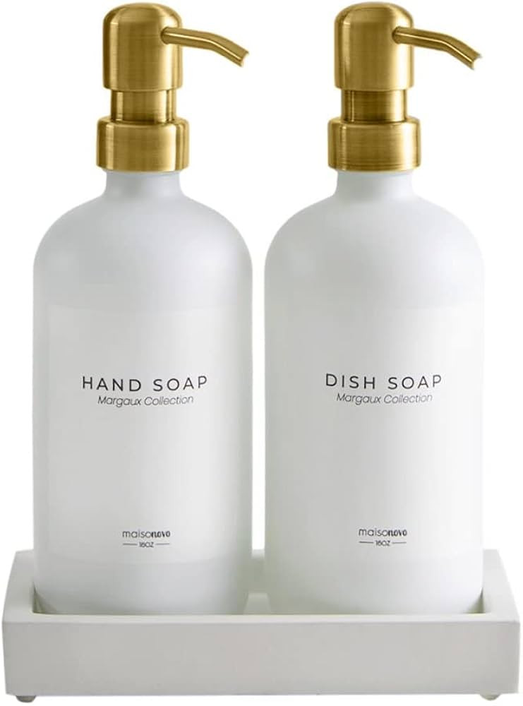 MaisoNovo Glass Soap Dispenser with Pump and Concrete Tray | Vintage Soap Dispenser Bathroom & Ki... | Amazon (US)