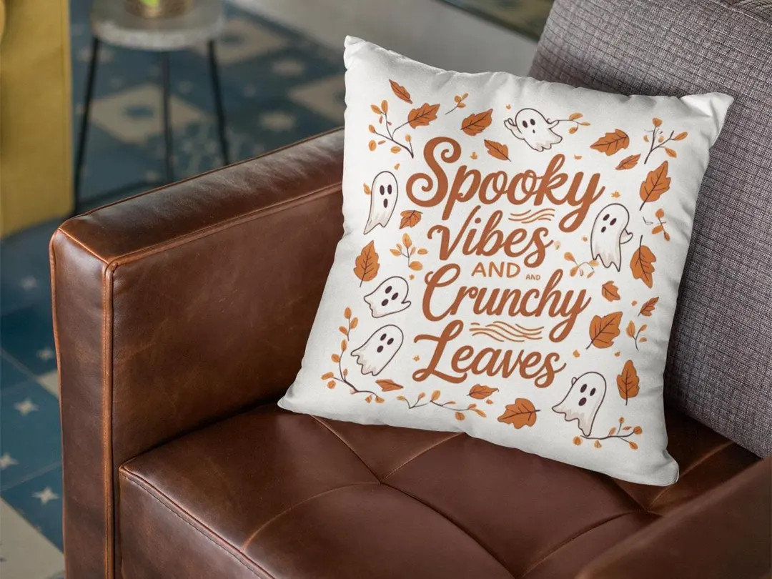 Halloween Pillow Cover for Seasonal Decor, Spooky Ghost Square Throw Fall Themed Cushion Cover fo... | Etsy (US)