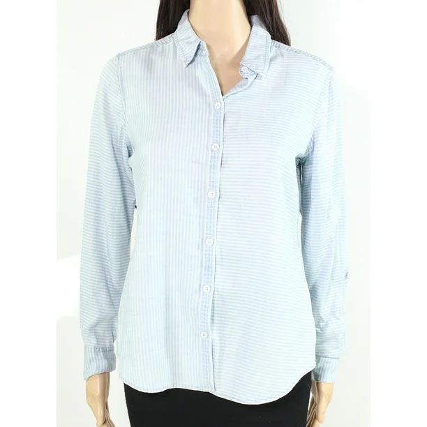 Foxcroft Womens Shirt Petite Button Down Striped Relaxed - Walmart.com | Walmart (US)
