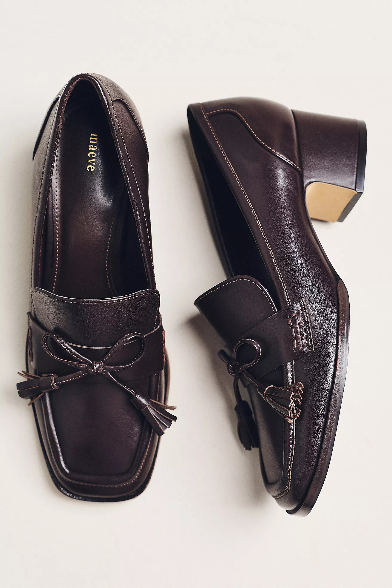 Maeve Bow Detail Loafer Heels | Anthropologie (US)