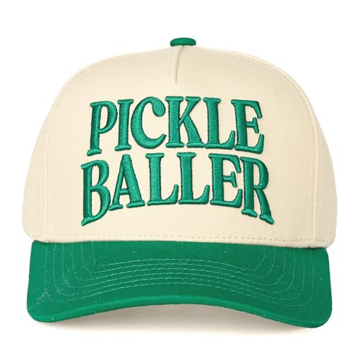 C.C Embroidered Two-Tone Trucker Hat, Unisex, Adjustable Snapback, Canvas Material (US, Alpha, One Size, Pickle Baller- Green/Beige) | Amazon (US)