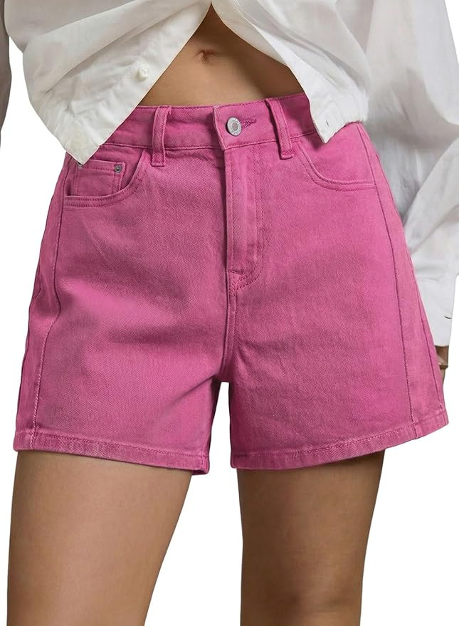 Sidefeel Women's Jean Shorts High Waisted Stretchy Casual Side Seam Denim Shorts | Amazon (US)