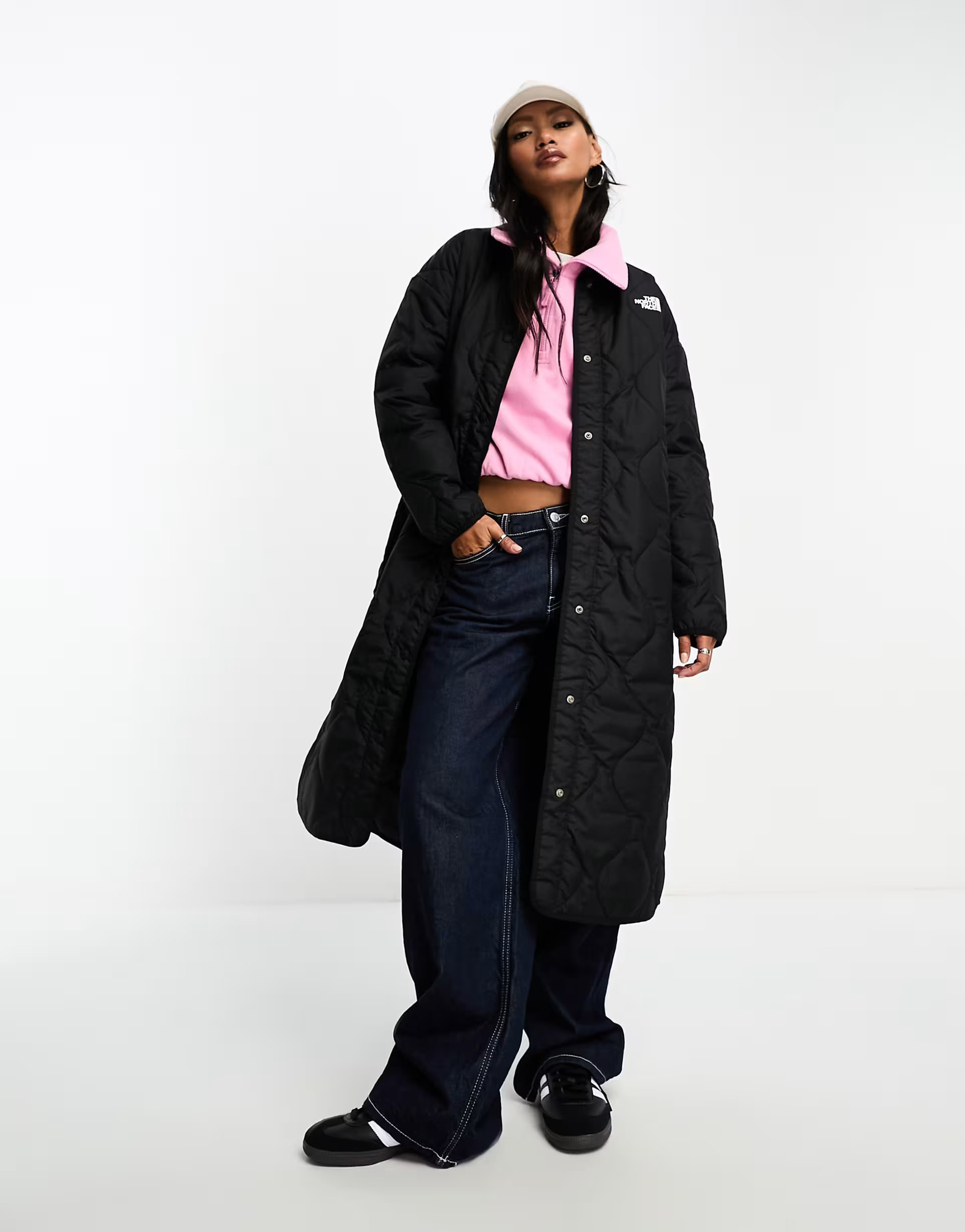 The North Face Ampato long quilted liner jacket in black Exclusive at ASOS | ASOS (Global)