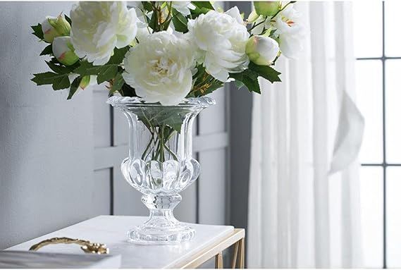 A&B Home 10" Clear Glass Flower Vase with Pedestal Classic Vintage Omari Crystal Urn Vases Decor ... | Amazon (US)