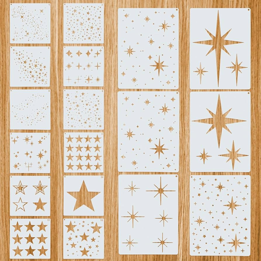 Reusable Star Stencils for Painting 18 Pcs Large Twinkle Star Templates for Wall, Wood, Canvas, a... | Amazon (US)