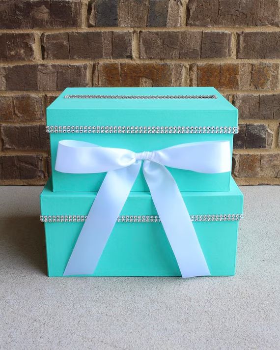 Robins Egg Blue Card Box Centerpiece (Mid-Size), Turquoise 2 Tier Shower or Birthday Card Holder | Etsy (US)