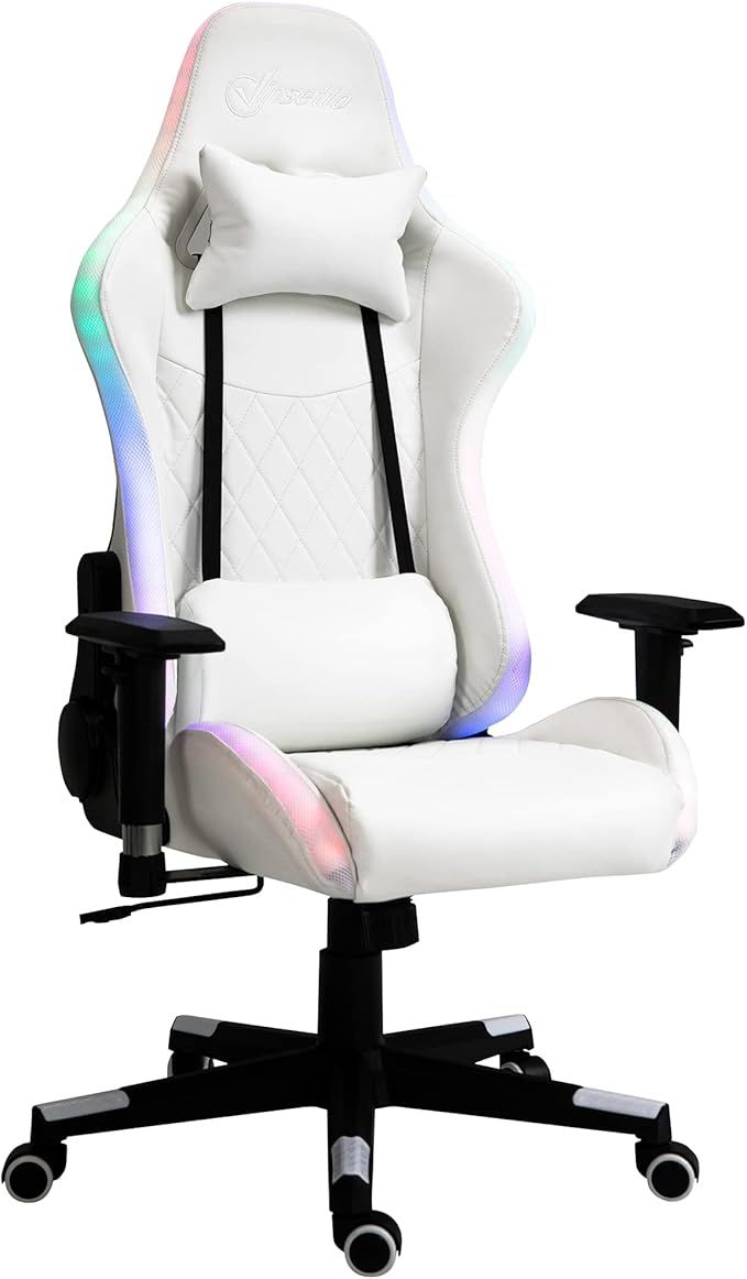 Vinsetto Gaming Chair with RGB LED Light, 2D Arm, Lumbar Support, Swivel Home Office Computer Rec... | Amazon (US)