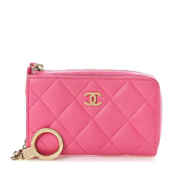 Caviar Quilted Zipped Key Holder Case Pink | FASHIONPHILE (US)