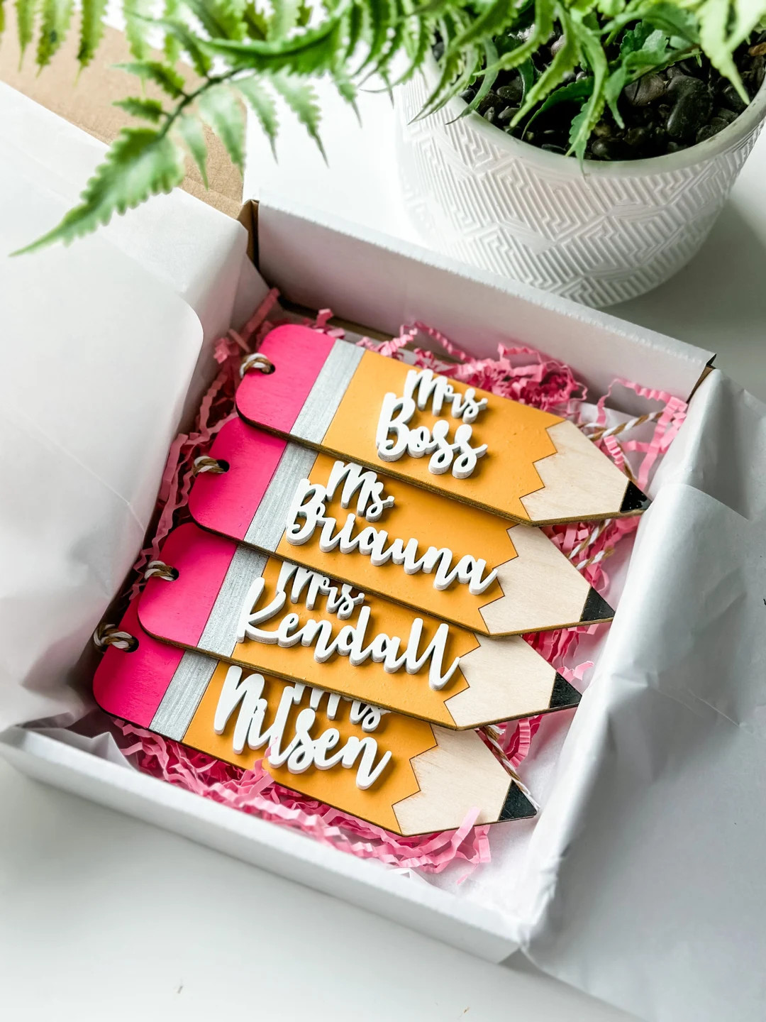 Teacher Appreciation / Teacher Gift Tags / Wooden Apple Pencil Name Tags / Back to School / Woode... | Etsy (US)