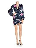 Jill Jill Stuart Women's Ruched V-Neck Floral Print Mini Dress, Blue Multi, 4 | Amazon (US)