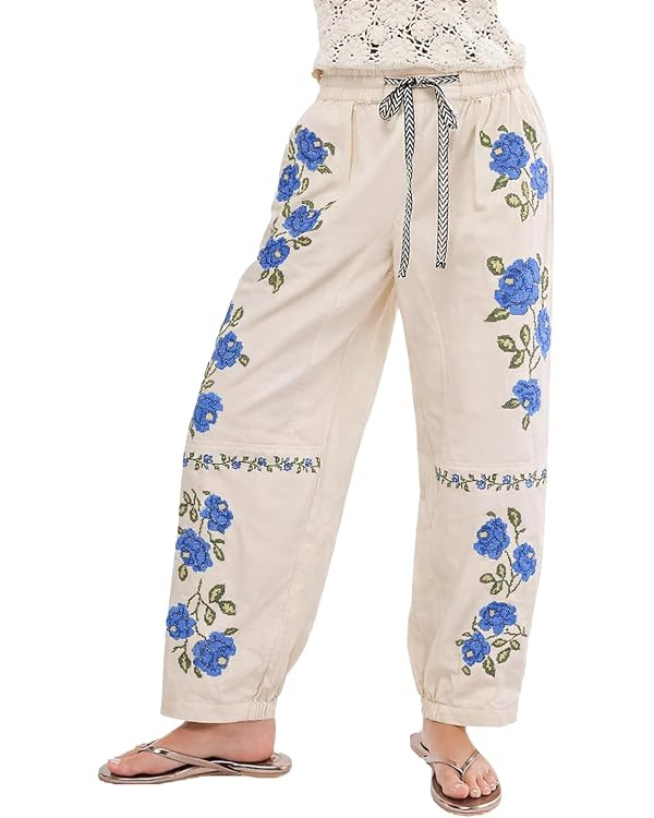 Kedera Mid Rise Barrel Jeans for Women Embroidered Wide Leg Denim Pants Boyfriend Baggy Jeans wit... | Amazon (US)
