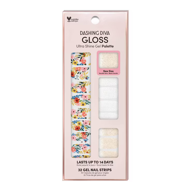 Dashing Diva Gloss Gel Nail Art Strip - Wallflower Frenzy - 32ct | Target