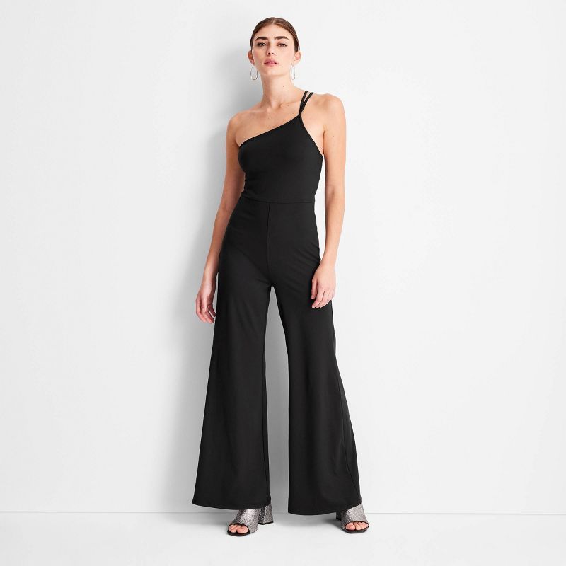 Women's Strappy One Shoulder Jumpsuit - Future Collective™ with Kahlana Barfield Brown Black | Target