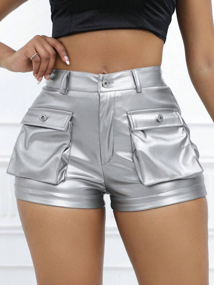 SHEIN SXY Flap Pocket Shorts | SHEIN