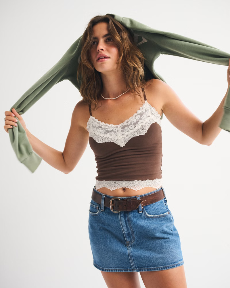 Women's Bra-Free Lace-Trim Cami | Women's Tops | Abercrombie.com | Abercrombie & Fitch (US)
