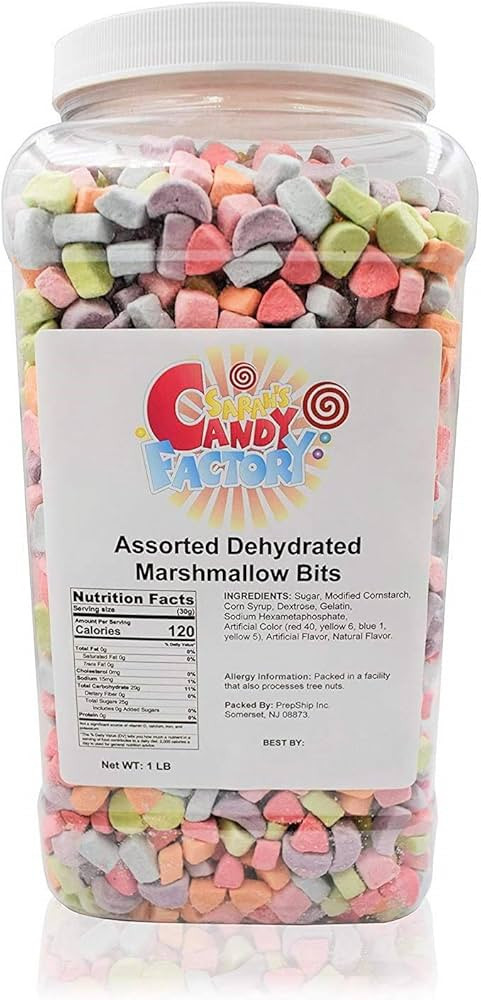 Sarah's Candy Factory Assorted Dehydrated Marshmallow Bits in Jar, 1lb | Amazon (US)