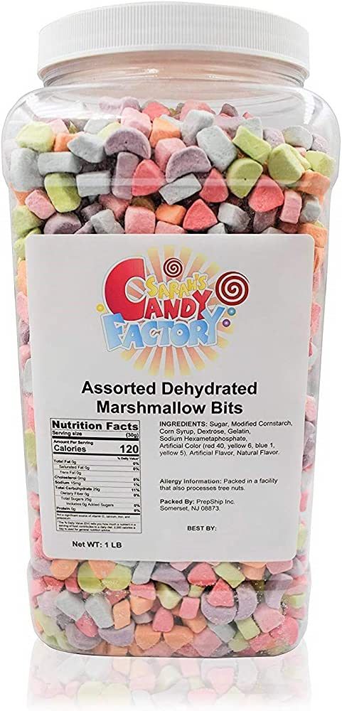 Sarah's Candy Factory Assorted Dehydrated Marshmallow Bits in Jar, 1lb | Amazon (US)
