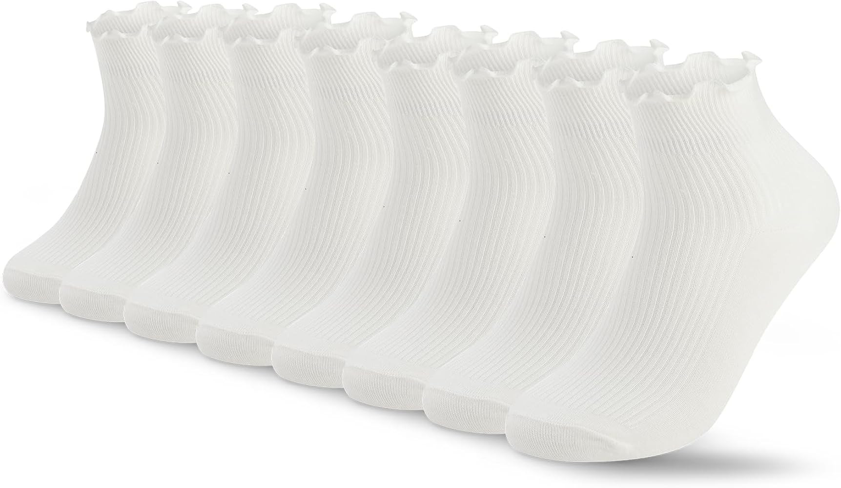 8 Pairs Frilly Socks Women,Ruffle Socks for Girl Women,Solid Color Lettuce Edge Comfort Breathabl... | Amazon (US)