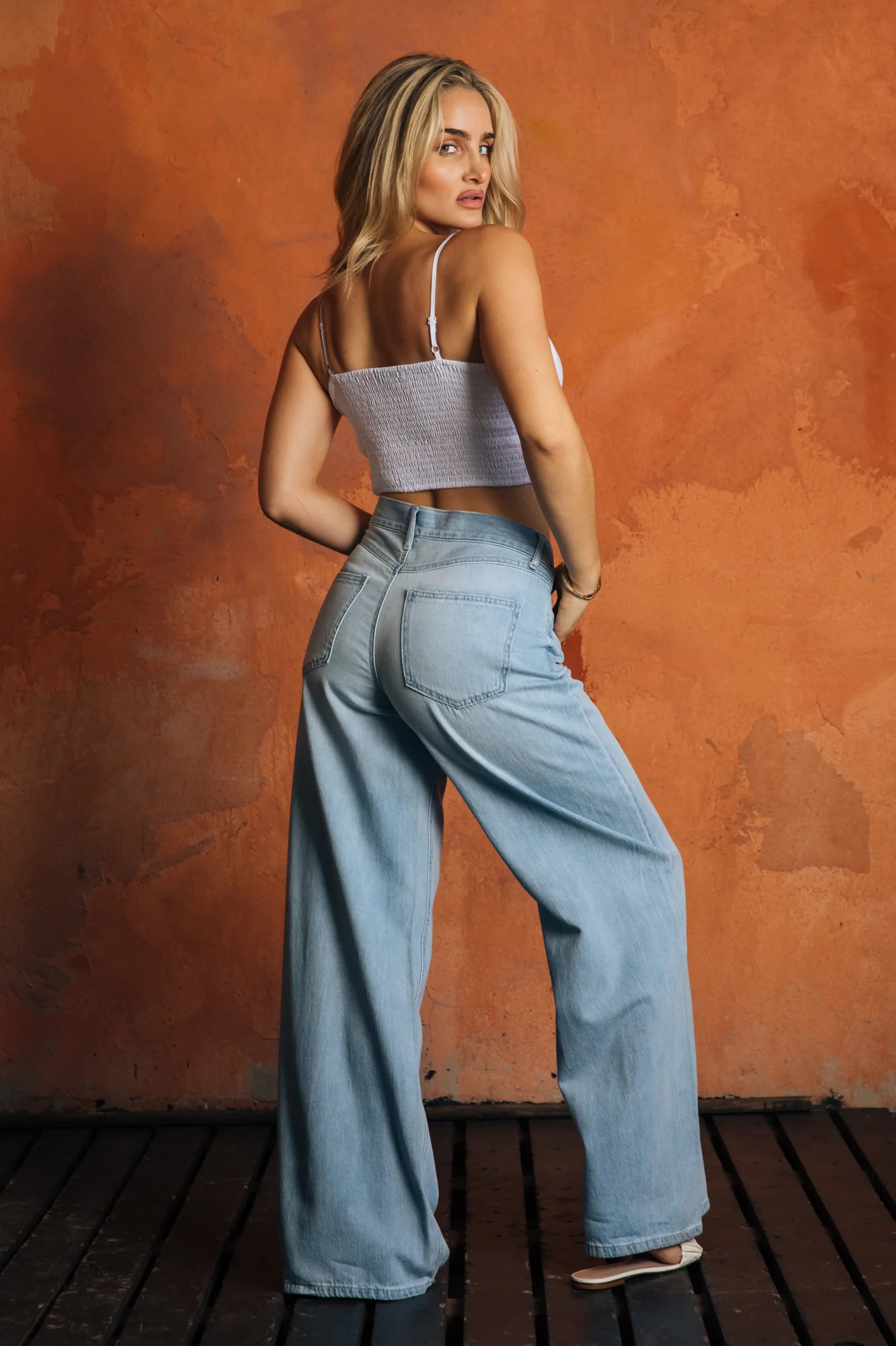 Alexa Raw Hem High Rise Jeans - Medium Blue/Black | ReWash