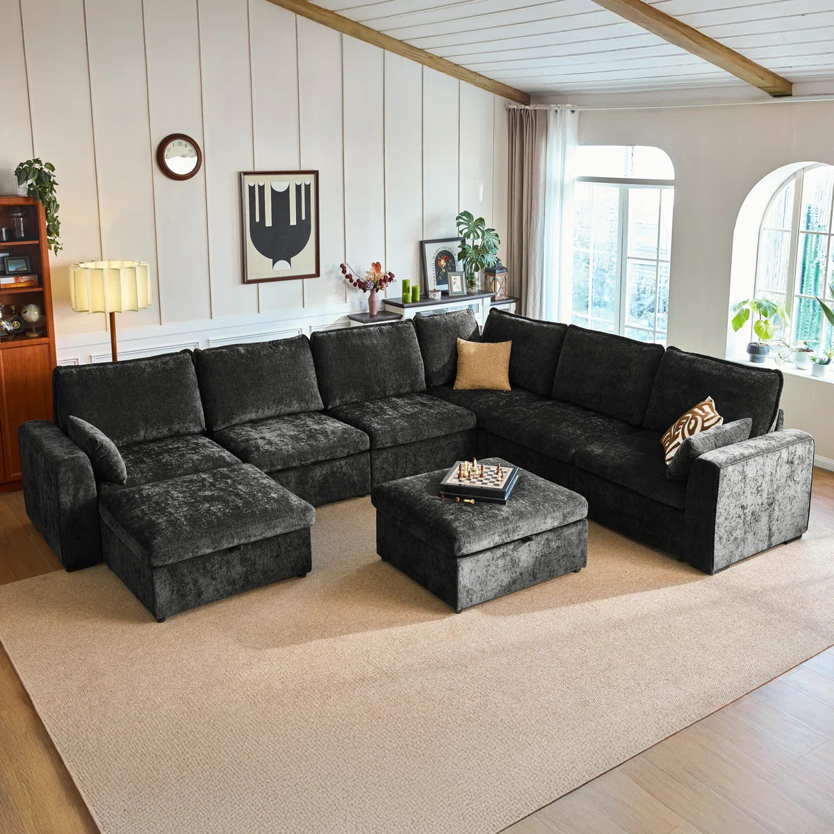 8-seater Oversized Modular Sofa Comfy Cloud Couch With Storage, Chenille Deep Convertible Section... | Wayfair North America