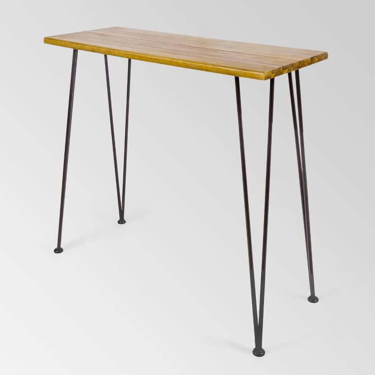 Denali Acacia Wood Rectangle Industrial Bar Table Teak - Christopher Knight Home | Target