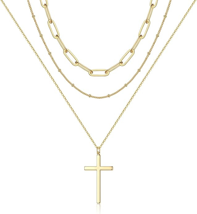 Turandoss Women's Handmade 14K Gold Plated Y Pendant Dainty Adjustable Layered Choker Necklace Mu... | Amazon (US)