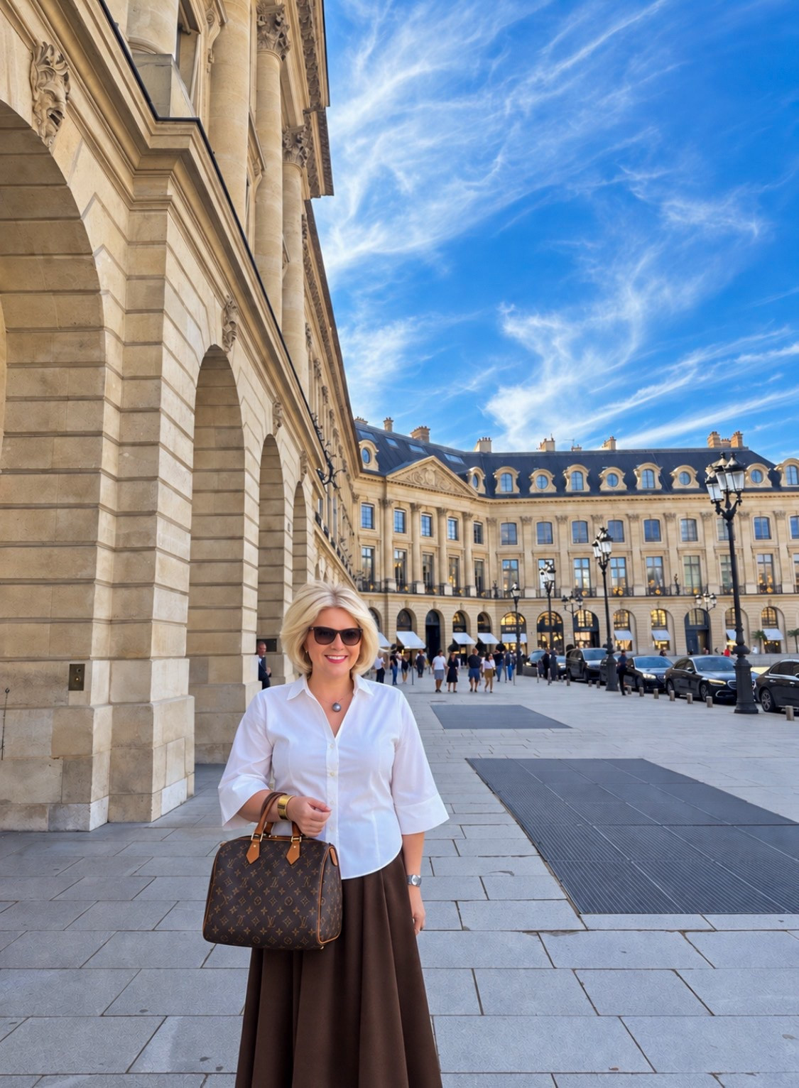 A beautiful day at the Place Vendôme. This is where the Ritz Carlton is.
I though that choosing understated elegance is the tight choice for such a spectacular place 
Vacation, Europe, Paris, France, over 40

#LTKdayinmylife #LTKMidsize #LTKTravel