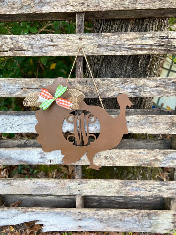 Thanksgiving Door Hanger Turkey Door Sign Monogram Sign | Etsy | Etsy (US)