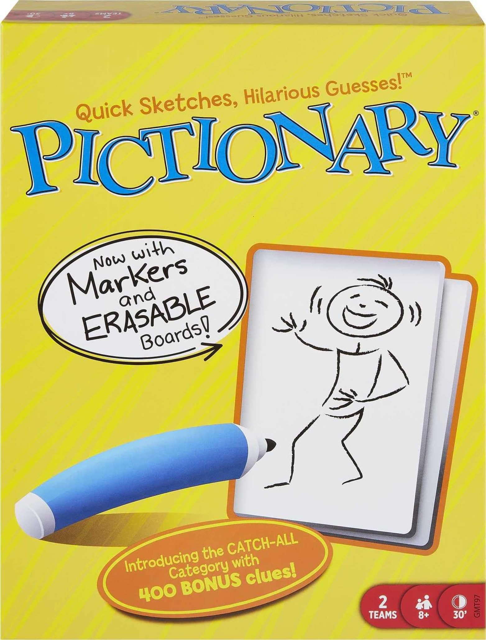 Mattel Games Pictionary Family Board Game for Kids, Adults and Game Night for 2 Teams with Erasab... | Amazon (US)