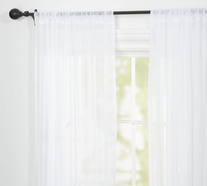 Classic Voile Rod Pocket Sheer Curtain - White | Pottery Barn (US)