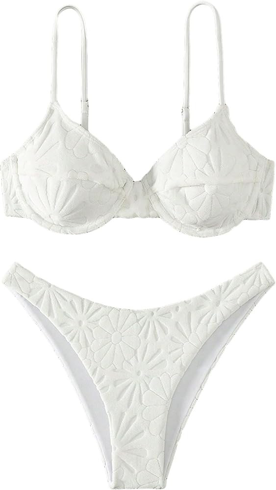 SOLY HUX Women's Two Piece Swimsuit Bathing Suits Solid Underwire Bikini Sets | Amazon (US)