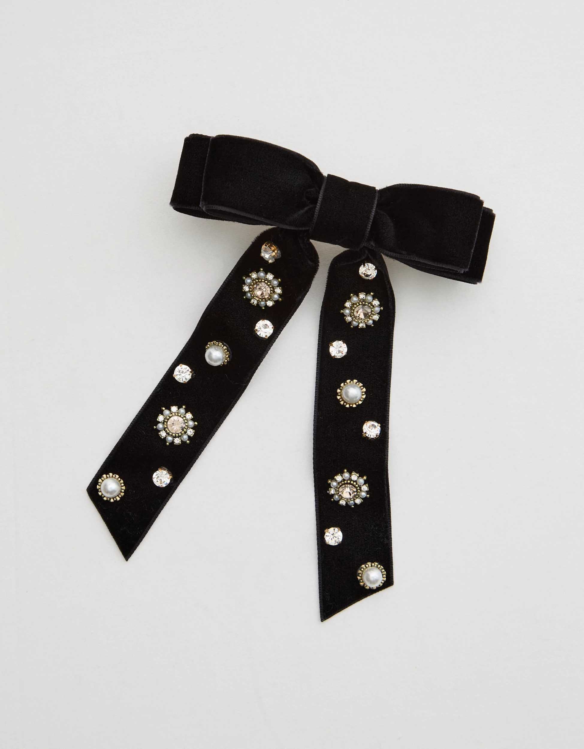 Aerie Embellished Velvet Bow Barrete | Aerie