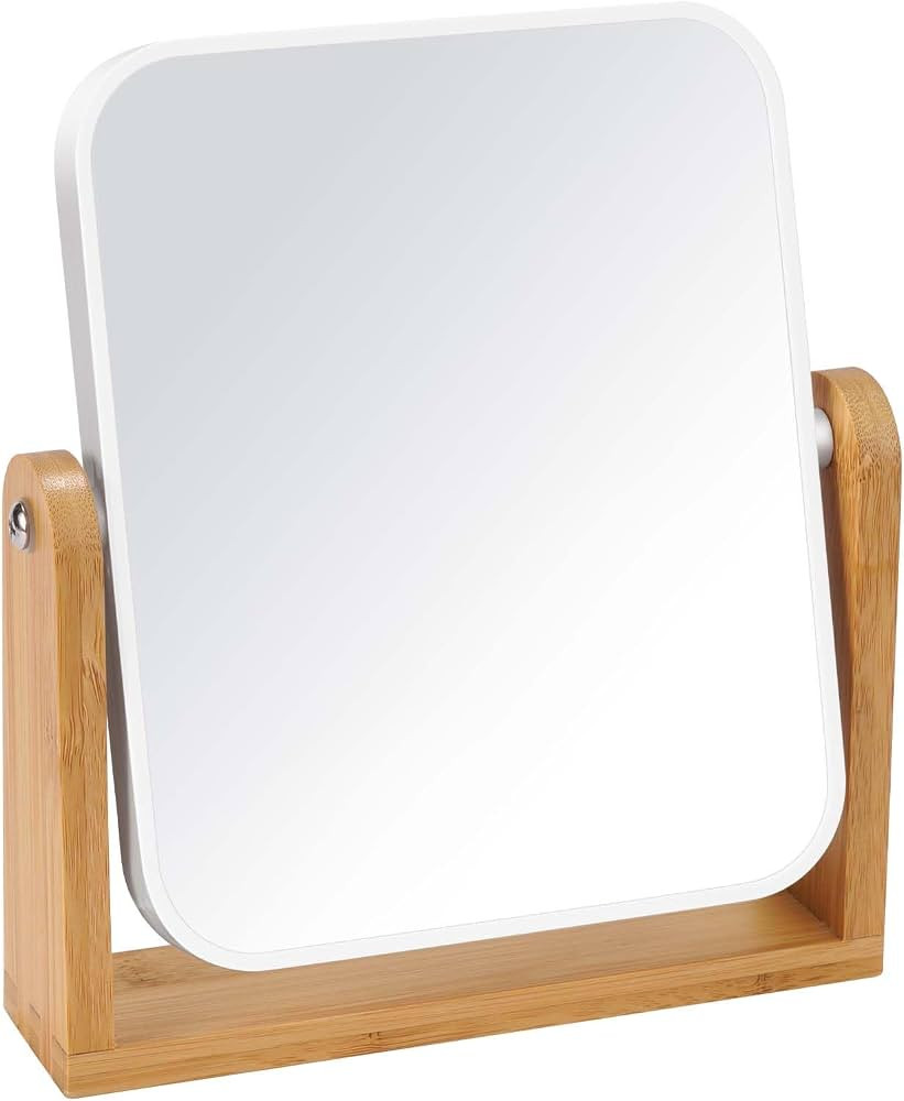 LFOYOU Vanity Makeup Mirror with Natural Bamboo Stand, Double Sided 360 Degree Swivel Magnifying ... | Amazon (US)