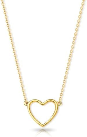 Zeffy Cute Heart Necklace 18k Gold/Silver Plated Tiny Heart Pendant Choker Necklaces Gold Love He... | Amazon (US)
